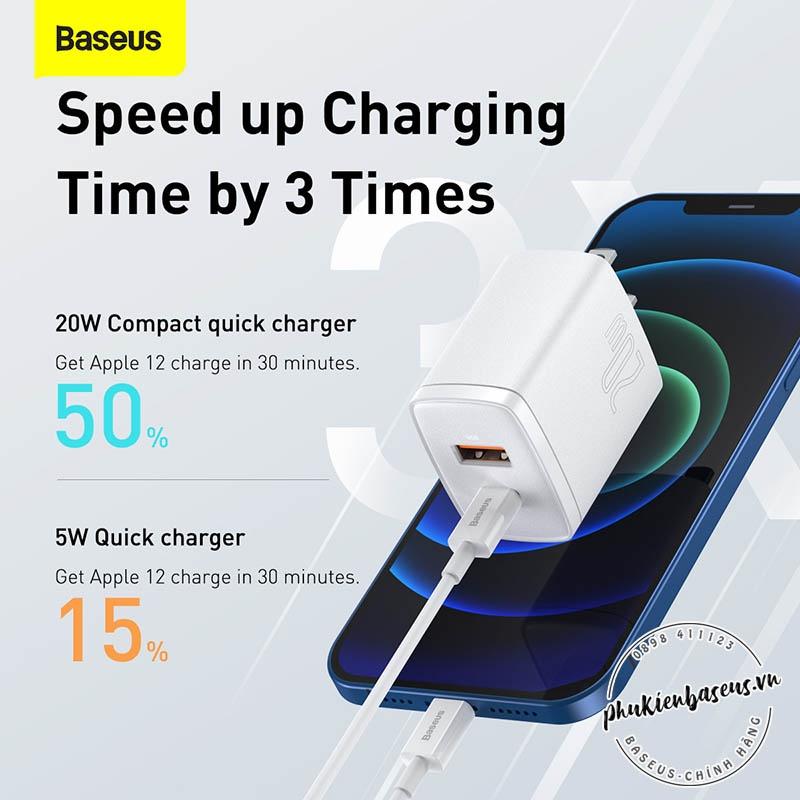 Cóc sạc nhanh siêu nhỏ gọn Baseus Compact Quick Charger 20W - Hàng chính hãng