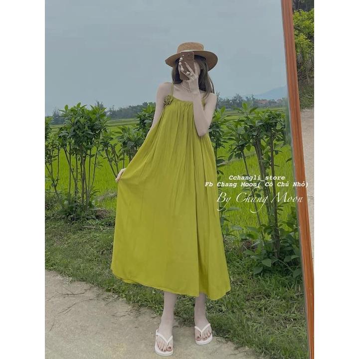 VÁY 2s MAXI MÀU XANH CỐM CHO NỮ