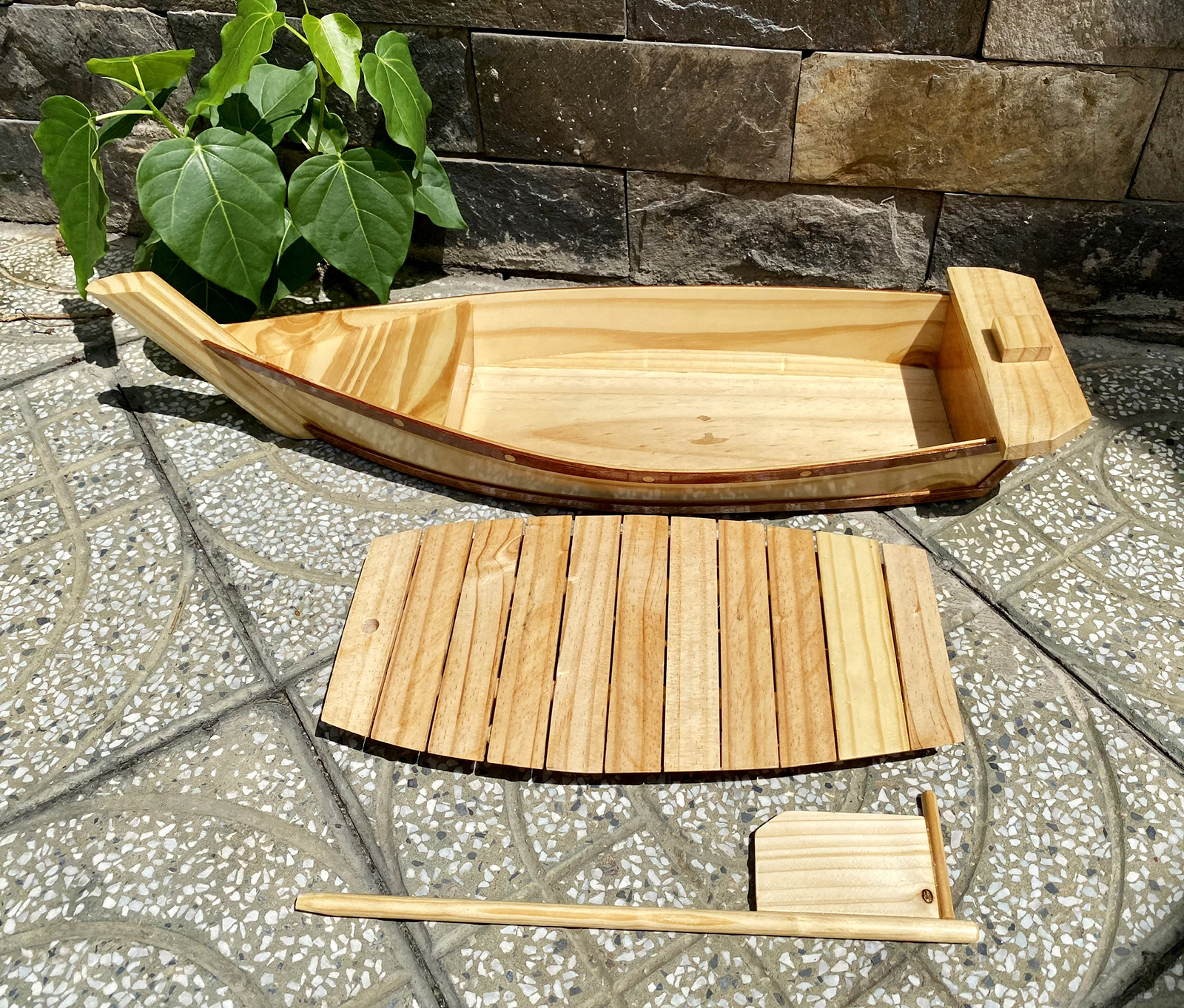 Khay Thuyền Gỗ 63cm Trang Trí Thực phẩm & Sushi - Sashimi Nhật Bản