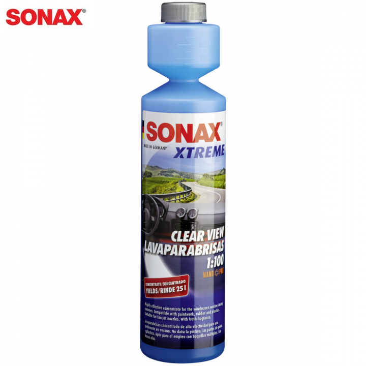 DUNG DỊCH VỆ SINH VÀ LÀM TRONG KÍNH LÁI CAO CẤP SONAX XTREME CLEAR VIEW 1:100 NANOPRO 271141 250ML