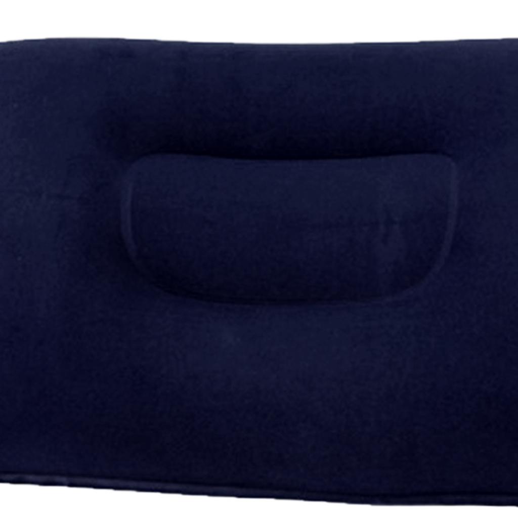 2xInflatable Pillow Travel Air Cushion Camping Car Beach Head Rest Support 34x22cm Dark Blue