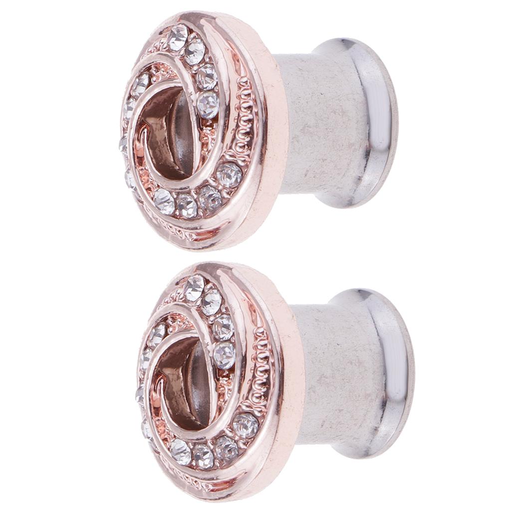 Stainless Piercing Round Ear Expanders Rose Gold Ear Piercing Jewelry  6mm