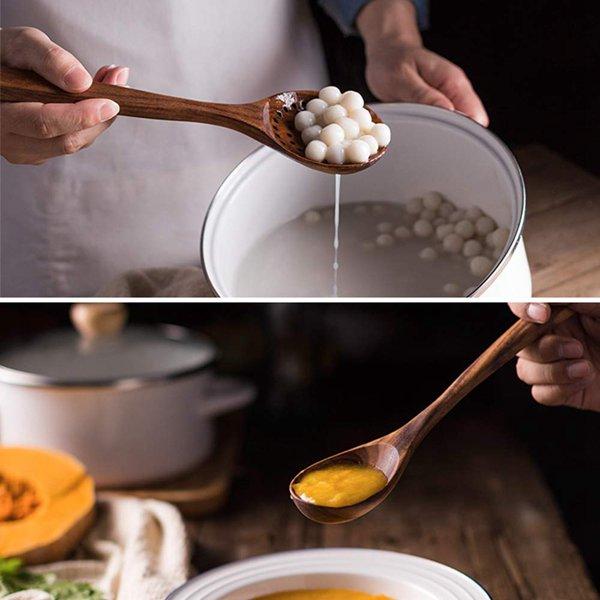 Mới Bằng Gỗ Bộ Đồ Ăn, Gỗ Tếch Nấu Ăn Nhà Bếp Bộ Đồ Ăn Có Chân Đế, Thích Hợp Cho Nồi Chảo Không Dính, gỗ Xẻng Muỗng Nấu Ăn