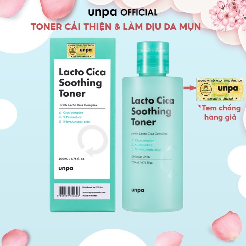 Nước Hoa Hồng Cải Thiện Da Mụn Và Làm Dịu Da Unpa Lacto Cica Soothing Toner 200ml