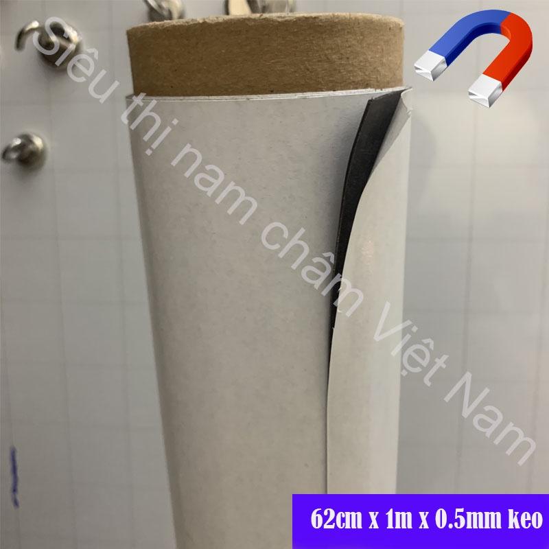 Nam châm dẻo 62cm x 0.5mm x 1met có keo dán