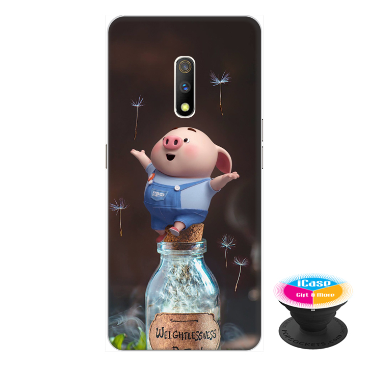 Ốp lưng dành cho điện thoại Realme X hình Heo Con Thư Giãn - tặng kèm giá đỡ điện thoại iCase xinh xắn - Hàng chính hãng