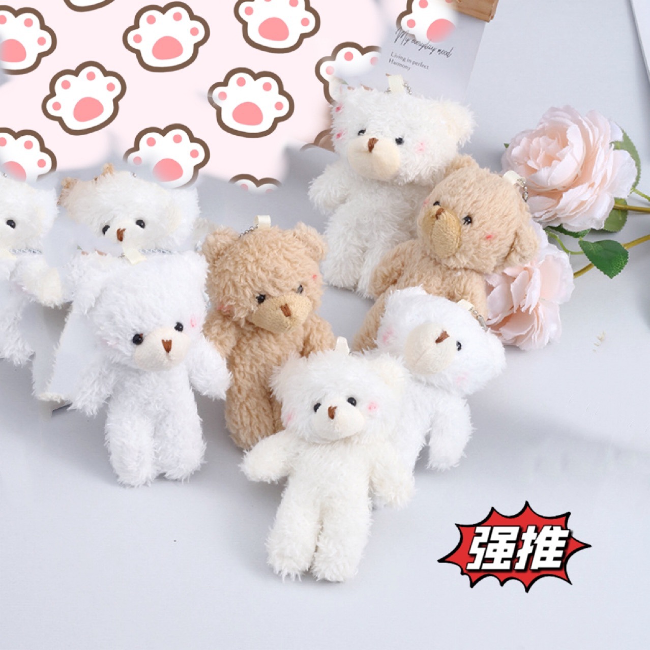 Móc khoá gấu bông cute dễ thương giá rẻ đẹp treo balo túi xách làm quà tặng