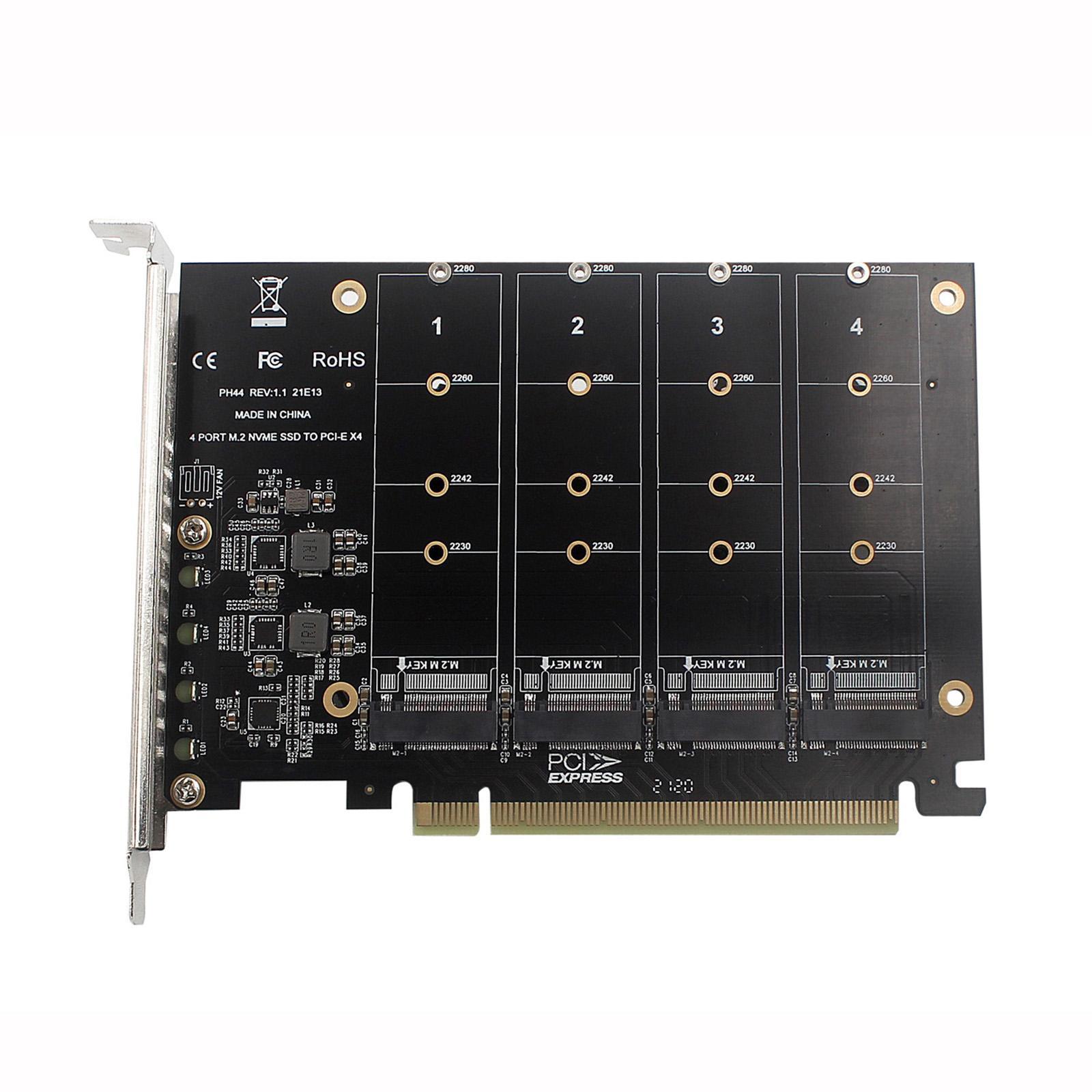 4 Ports Adapter PCIe to M.2 Adapter For PC M.2 SSD 2230 2260 2280