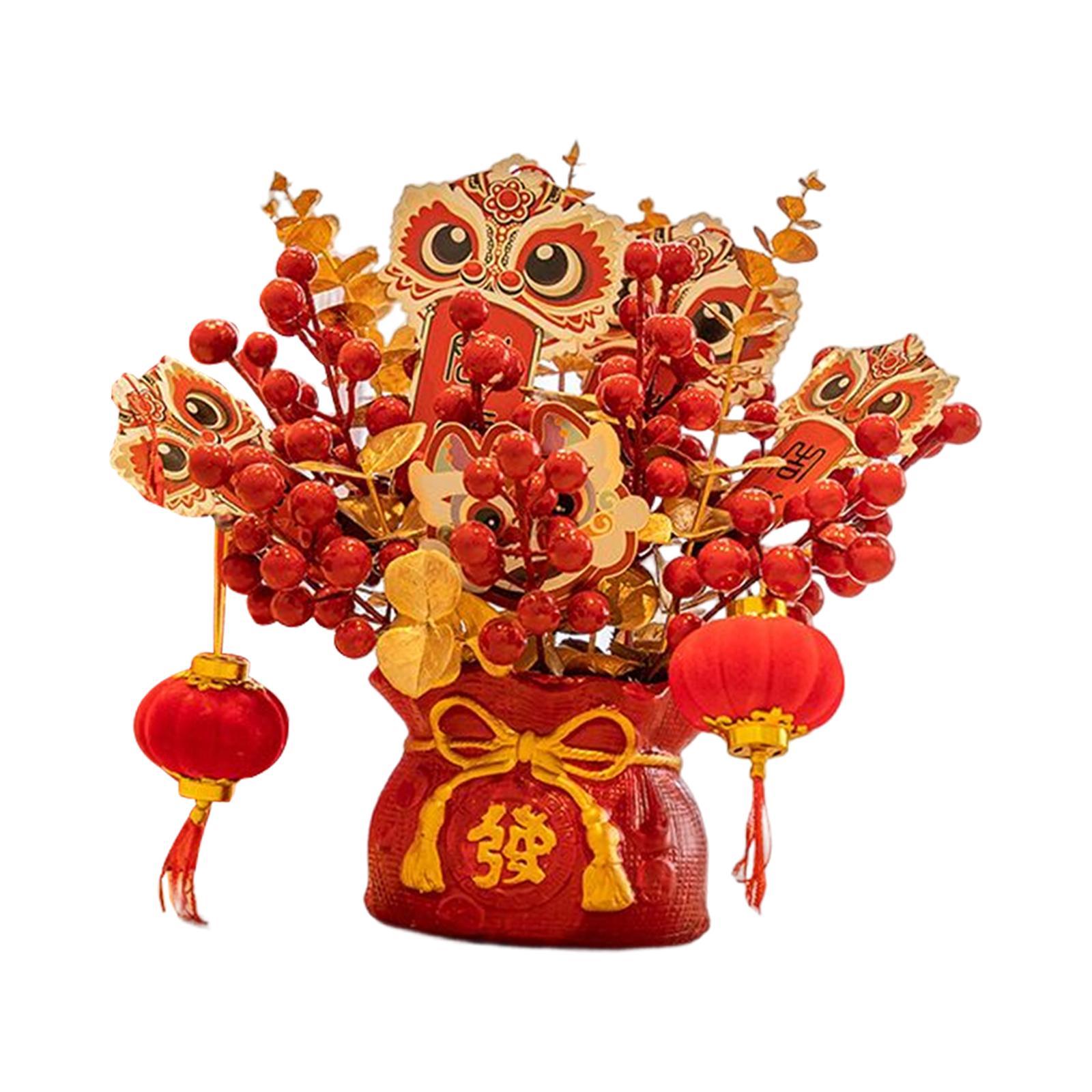 2Pcs Artificial Potted Flower Bonsai Hotel New Year  Indoor