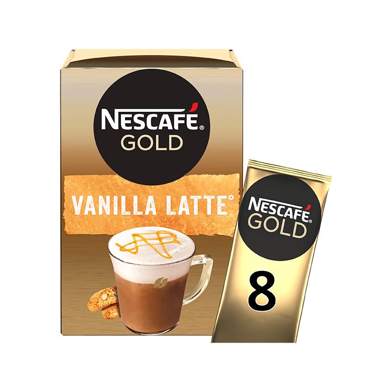 Combo 2 hộp cà phê hòa tan cao cấp Nescafé Gold Vanilla Latte 8x18.5g - Tặng 1 ly tiện dụng Nescafe (giao mẫu quà ngẫu nhiên)