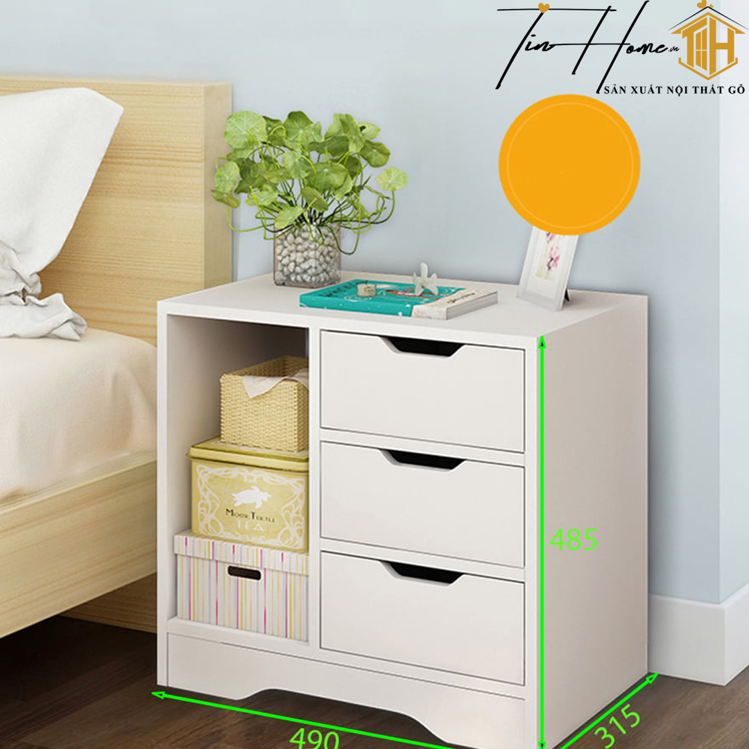 Tủ đầu giường phòng ngủ gỗ MDF cao cấp đa chức năng, kiểu dáng đơn gian TDG-001