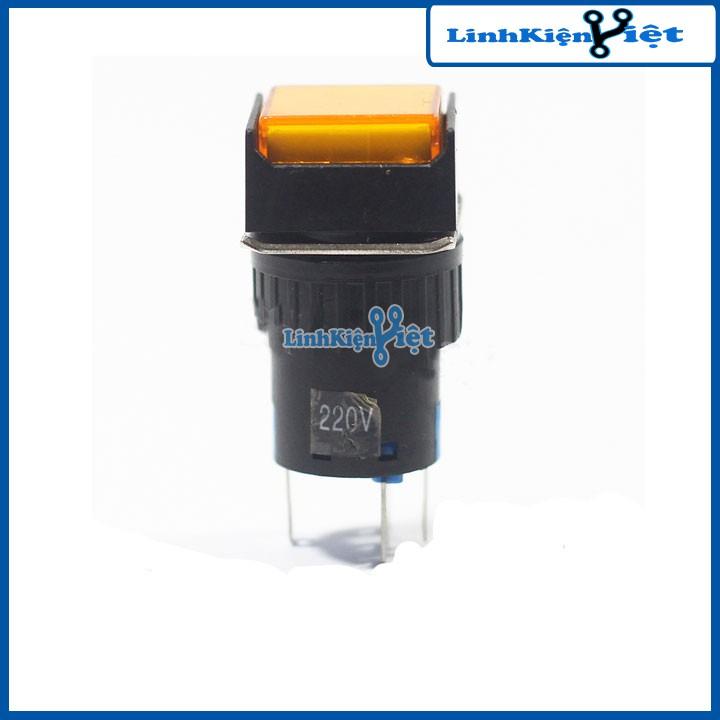 Nút nhấn đề chữ nhật 220VAC LA16J-11D nhấn nhả có đèn