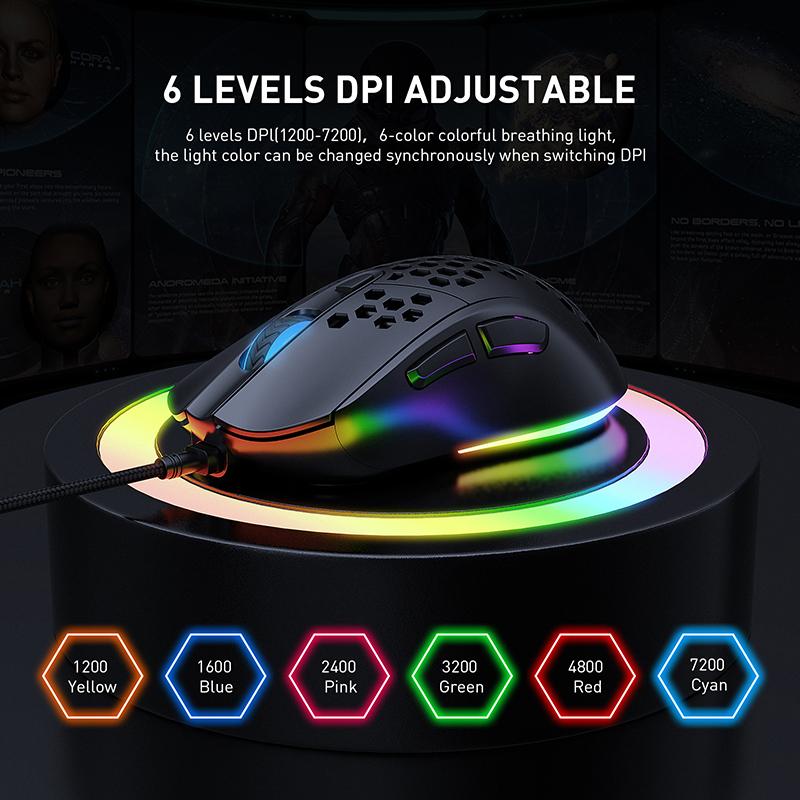 OnikumaCW906 Quang Cao Cấp Chuột Chơi Game Chuyên Nghiệp Với 6 Màu Sắc Tươi Sáng LED Backlit Và Thiết Kế Công Thái Học Cho LOL CS