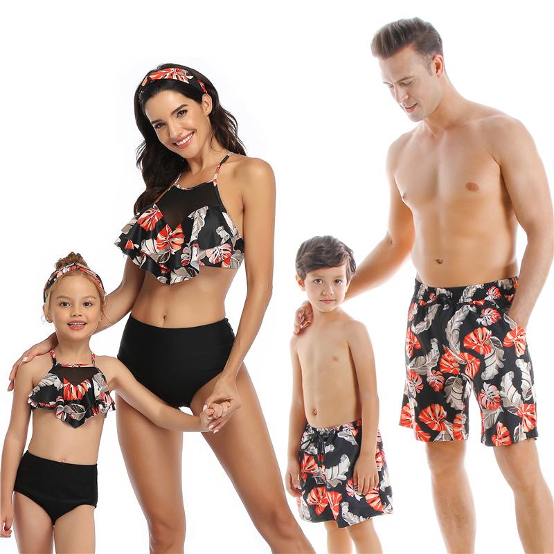 Họ Phù Hợp Với Đầm Mẹ Con Gái Bikini Phù Hợp Với Bố Sơn Bãi Biển Ban Ngắn Cho Mùa Hè Đi Biển Họ Phù Hợp Với Đồ Bơi