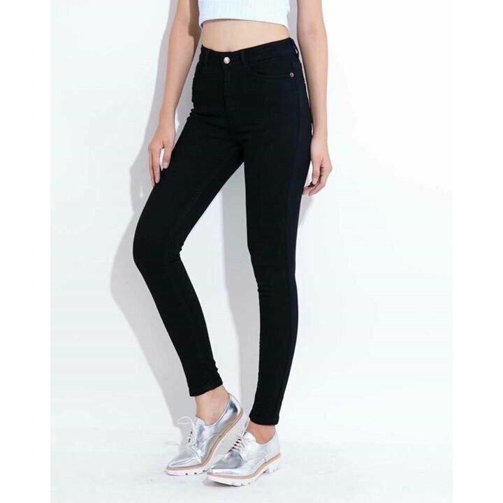 Quần jeans nữ đen trơn co giãn nhiều QJ01