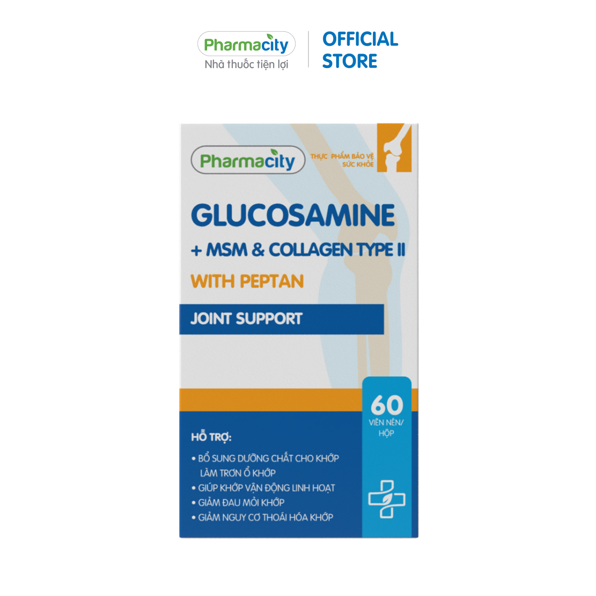 Viên uống hỗ trợ khớp Glucosamine + MSM & Collagen Type II With Peptan - Joint Support