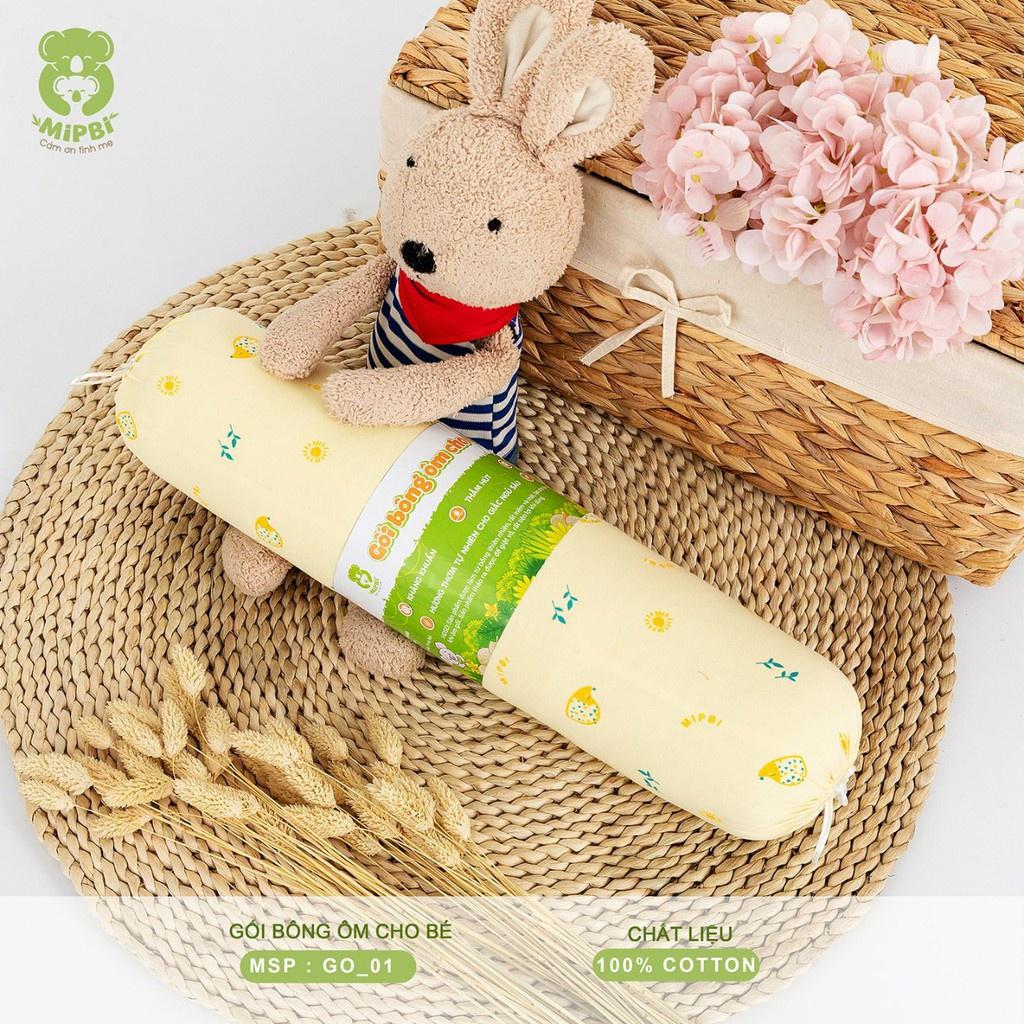 Gối ôm bông Mipbi vỏ gối 100% cotton mềm mại, êm ái cho bé