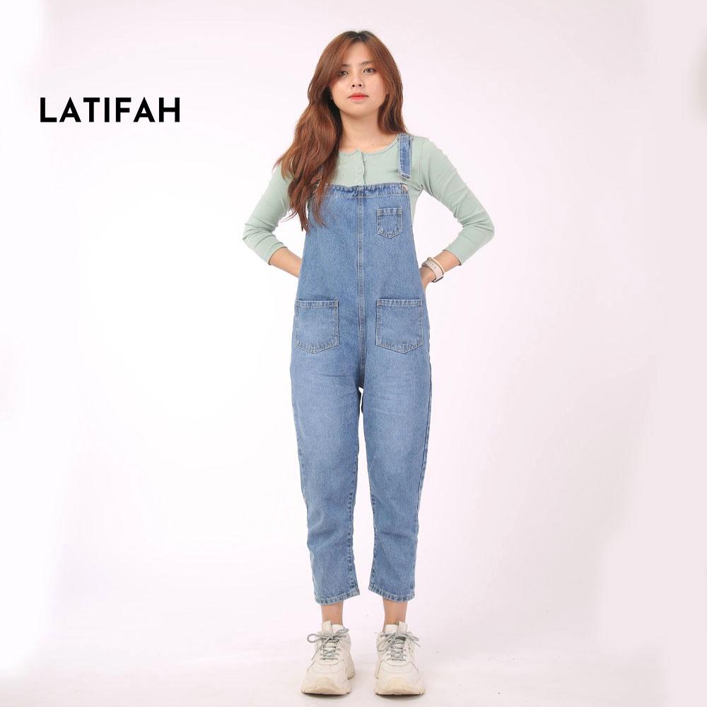 Yếm jeans dài trơn LATIFAH YJ001 phong cách trẻ hàn quốc