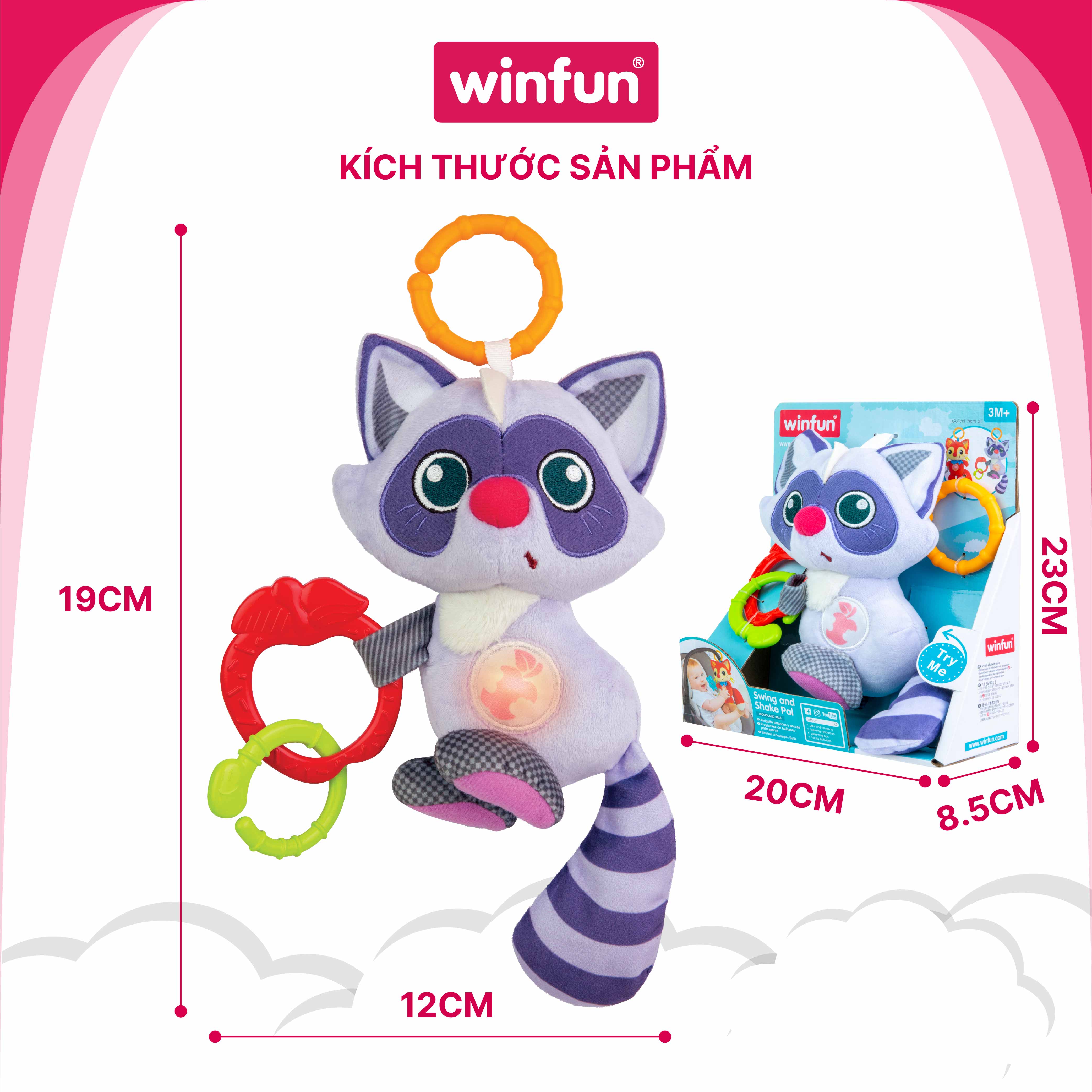 Đồ chơi treo nôi cảm ứng phát nhạc - bạn cáo dễ thương Winfun WF720021-01