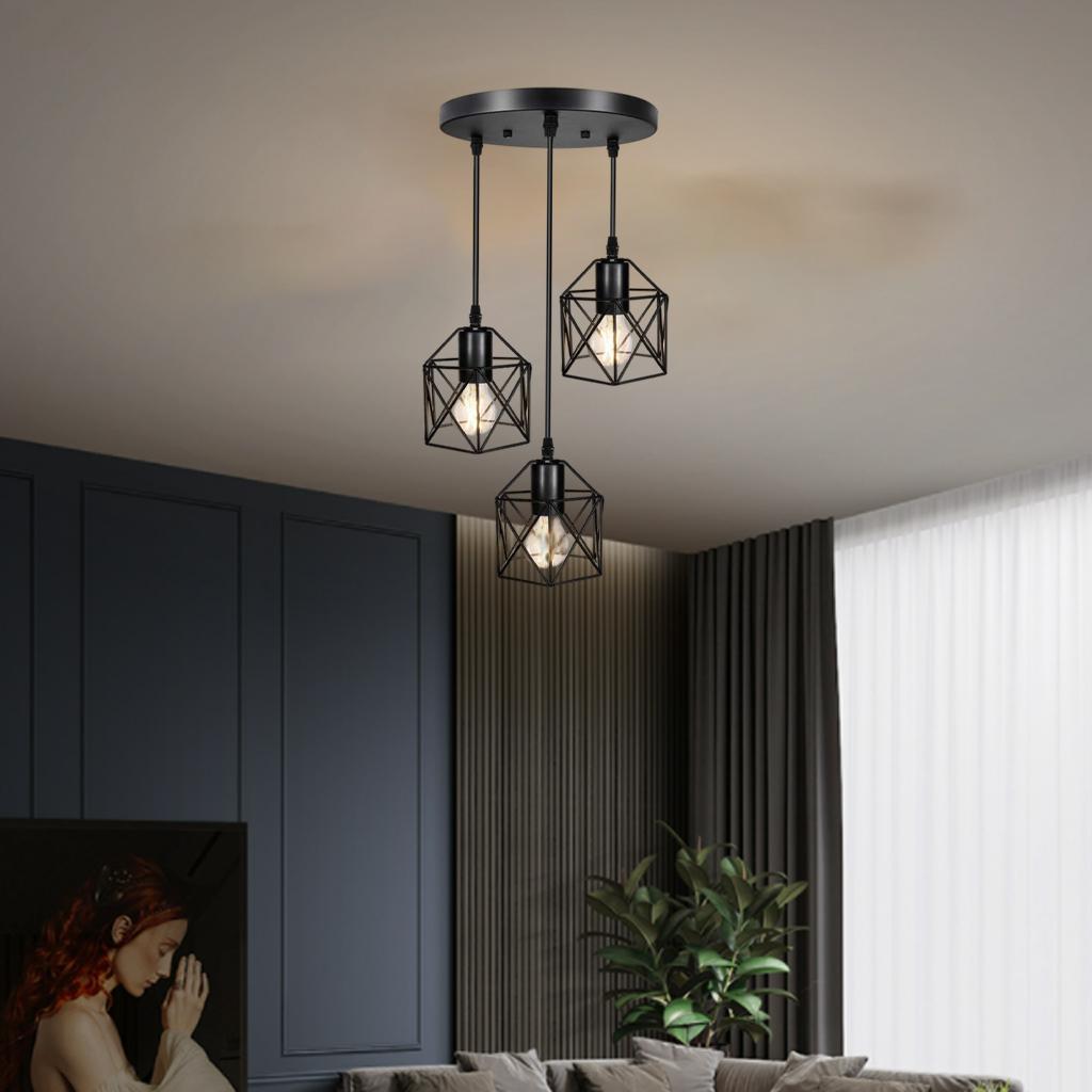 Ceiling Pendant Light 220V LED Retro  Iron Chandelier for Bedroom