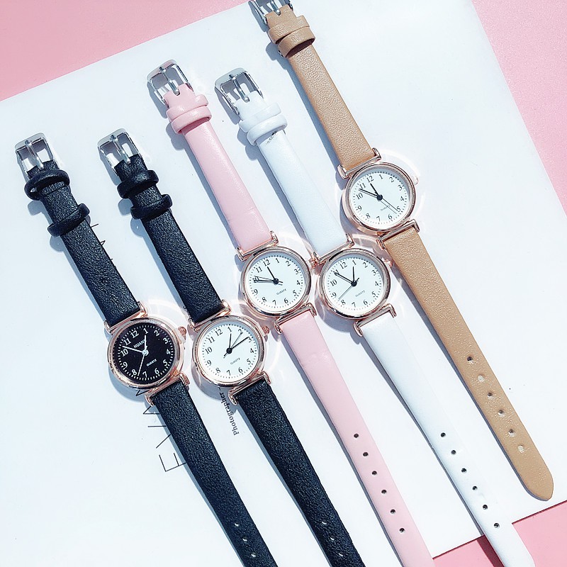 Đồng hồ nữ mặt nhỏ DOHORA VN DSDH108 dây da mặt tròn có số mẫu mới cực thanh lịch thời trang hot chống nước sinh hoạt nhẹ dây da dành cho học sinh cấp 2 sinh viên - Hàng nhập khẩu