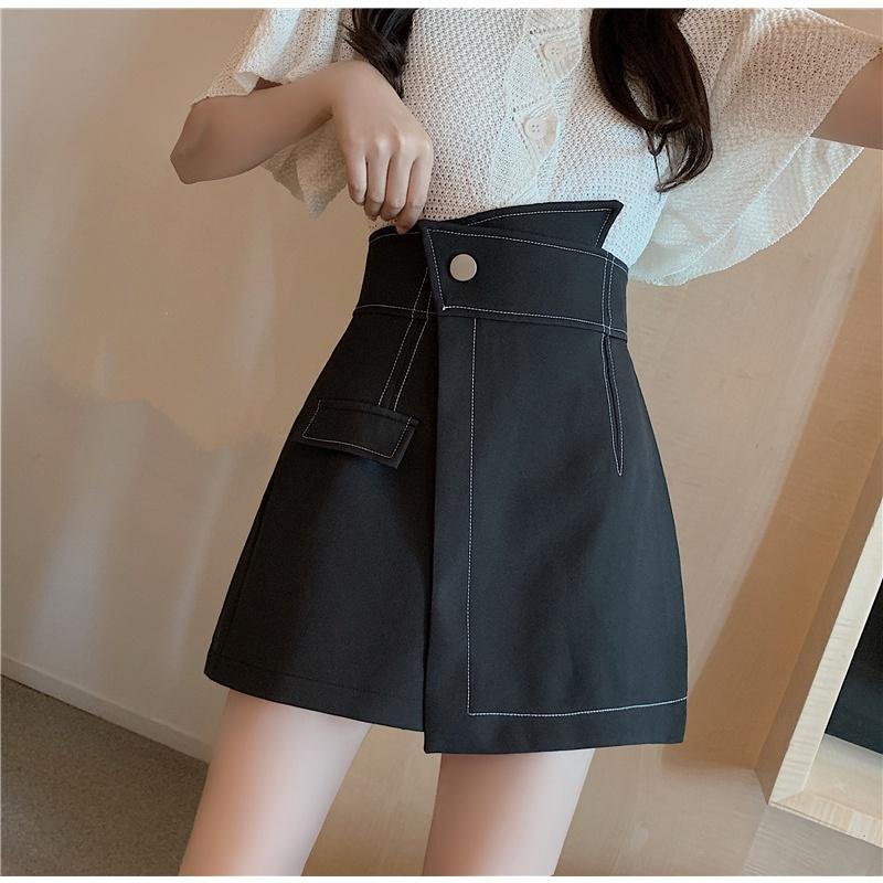 Chân váy chữ a cạp cao công sở bigsize CHERRY quần giả váy nữ sẻ tà cạp cao chỉ nổi cao cấp co giãn tốt tôn dáng V053