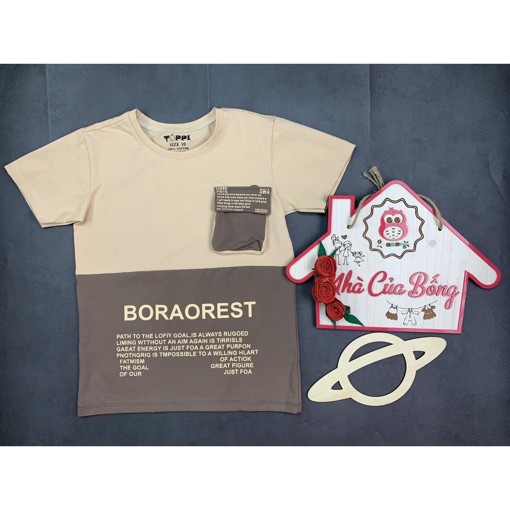 Áo thun tay ngắn bé trai phối kiểu túi size 10,5 - 40 kg
