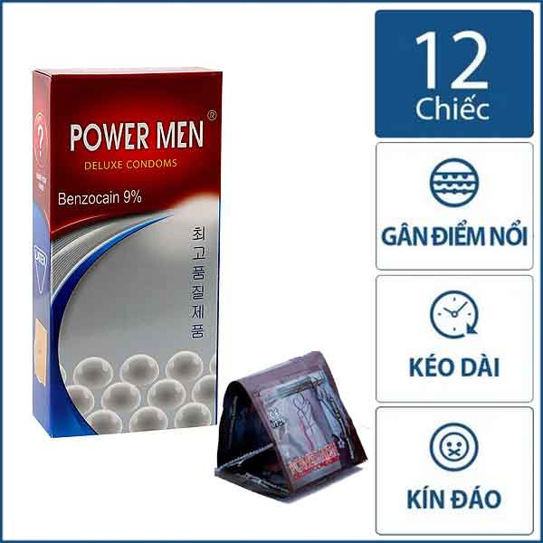 Bao Cao Su Power Men Deluxe Condoms + Viên Sủi Hỗ Trợ Sinh Lý Nam Giới Thảo Dược PowerX - Chống Xuất Tinh Sớm - Che Tên Sản Phẩm