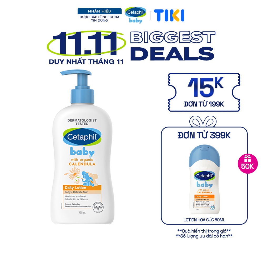 Sữa Dưỡng Ẩm Dịu Lành Hằng Ngày Cho Bé Cetaphil Baby Daily Lotion With Organic Calendula 400Ml