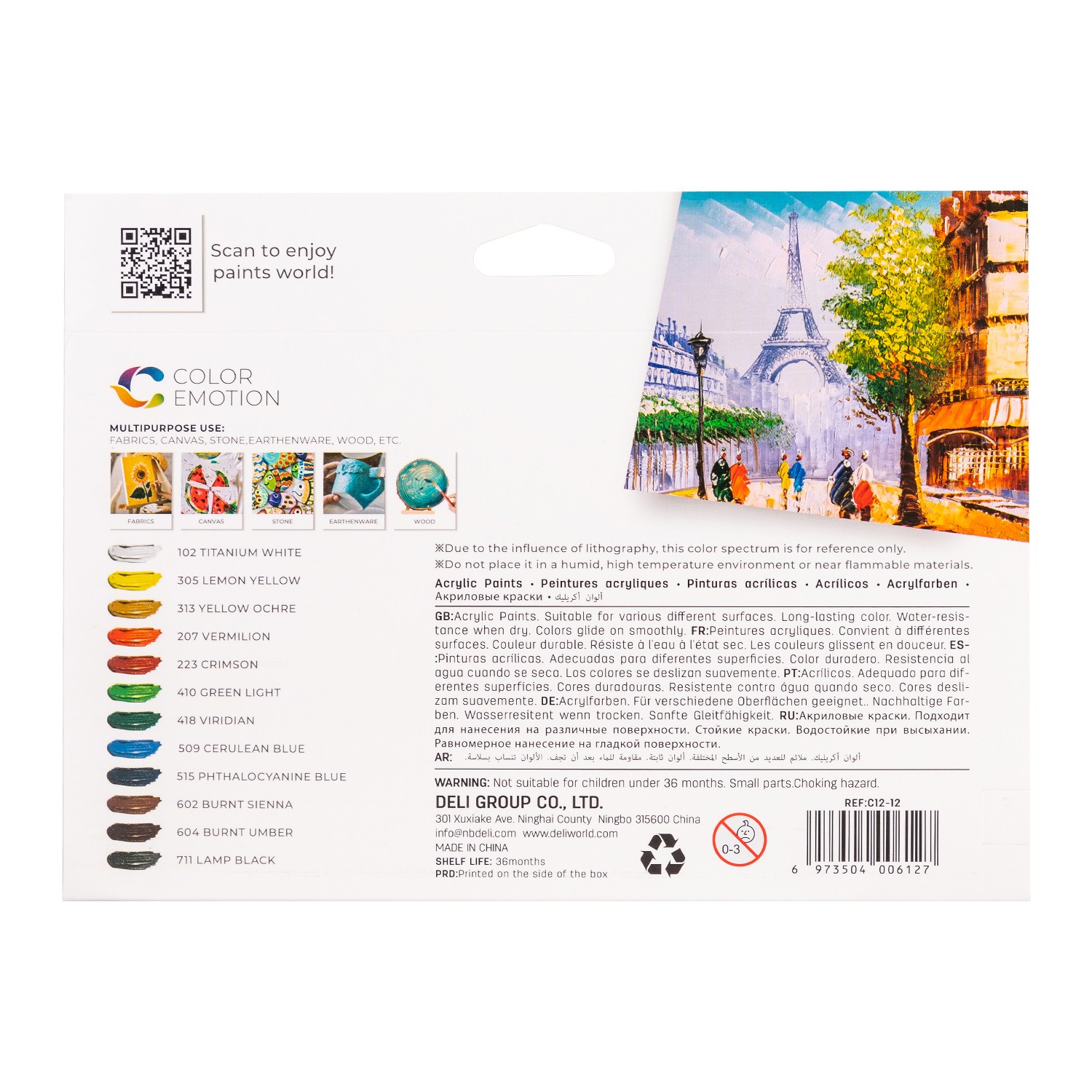 Màu nước Acrylic dạng tuýp 12 màu Deli C12-12