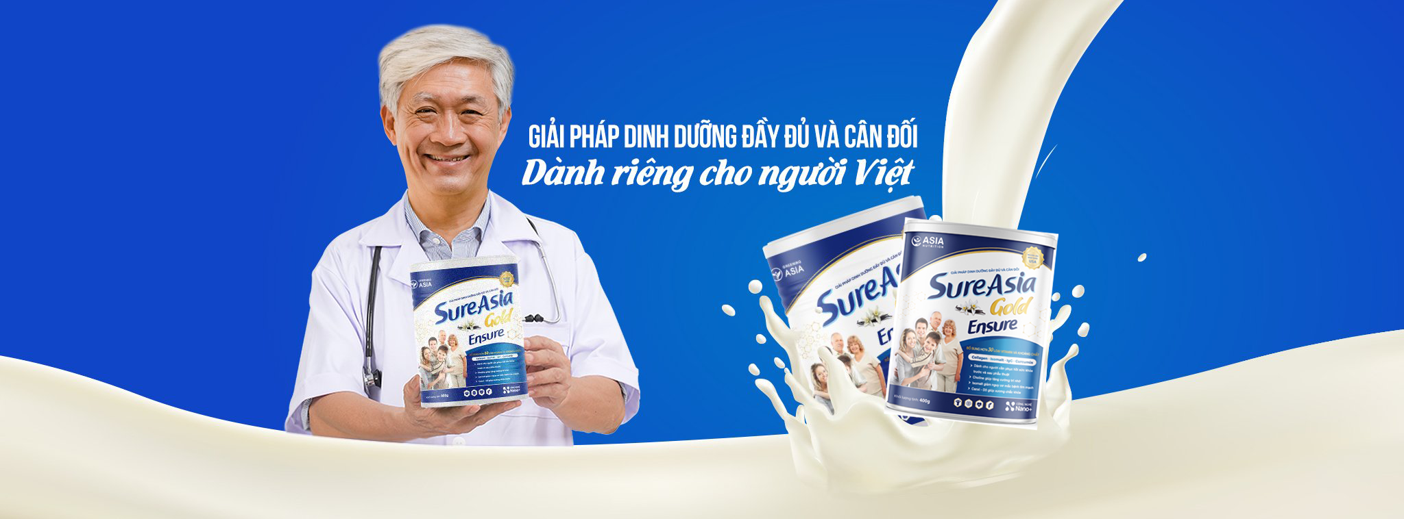 Combo 2 hộp Sữa bột Sure Asia Gold En sure 900g thượng hạng nguyên liệu nhập khẩu từ Hoa Kỳ cao cấp