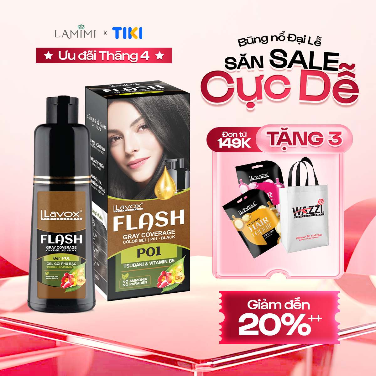 Gel Gội Phủ Bạc Tsubaki &amp; Vitamin B5 Flash 200ml (P04 - NÂU CÀ PHÊ)