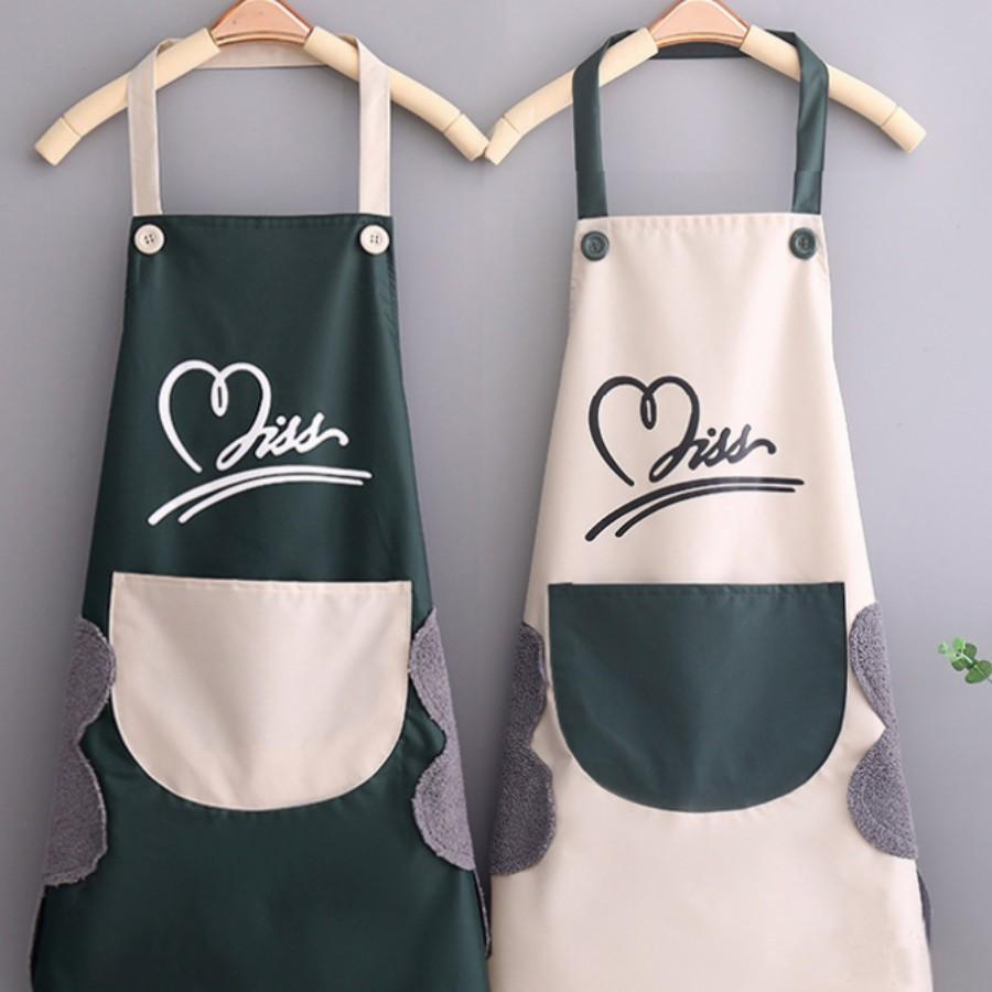 Tạp dề pha chế, tạp dề chống thấm nước nhiều màu sắc họa tiết hoa cúc và chữ cực sang
