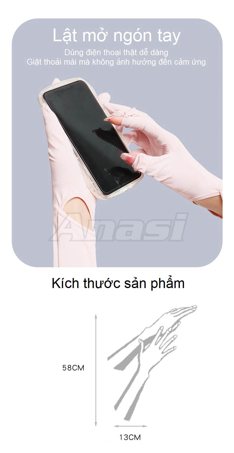 Găng tay chống nắng lụa băng dài Anasi FG-808 - Chống tia UV UPF50+ | Thiết kế mới 2023