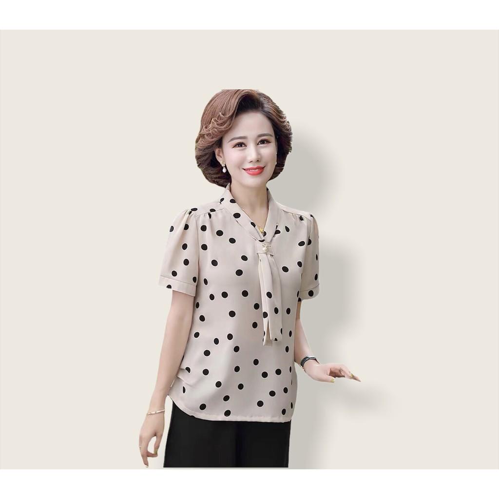 áo kiểu chấm bi quý cô trung niên ( thời trang trung niên lolita xinh) L10-521
