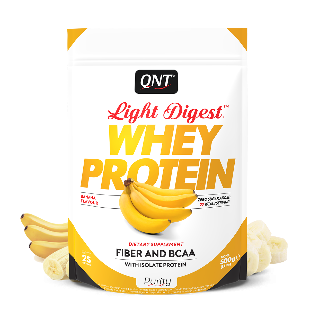 Bột Đạm Whey Hương Vị Chuối hiệu QNT 500g (QNT Light Digest Whey Protein Banana 500g)