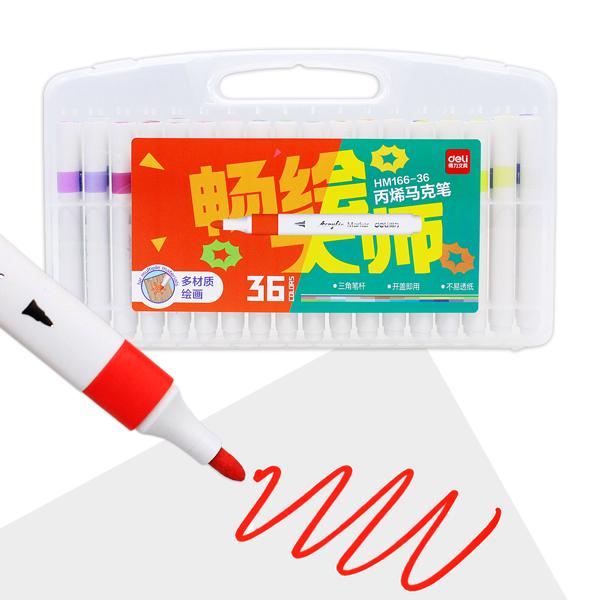 Hộp 36 Bút Màu Acrylic Marker Deli HM166-36