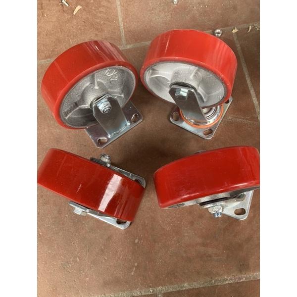 Bánh xe PU 125mm càng dày 5mm, siêu bền, chịu tải lớn