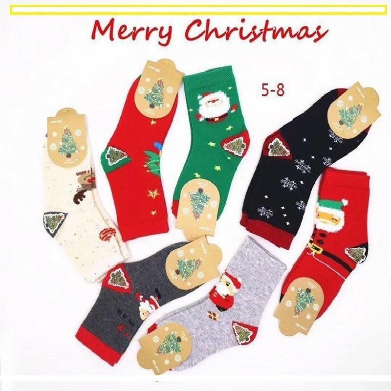 Tất noel, vớ noel họa tiết dễ thương đón giáng sinh chất cotton co giãn 4 chiều cổ cao xinh xắn- TB04