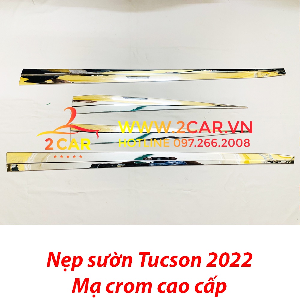 Ốp nẹp sườn, nẹp hông xe Hyundai Tucson 2022 2023 chất liệu mạ crom cao cấp
