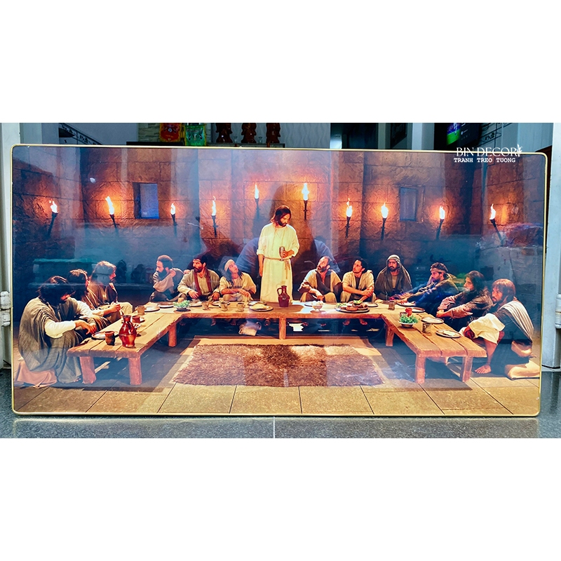 (ẢNH THẬT) Tranh treo tường tráng gương thiên chúa giáo bo viền kèm đinh treo