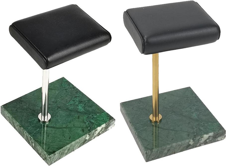 2pcs Green Marble Base & PU Watch Holder Stand Placement For Display