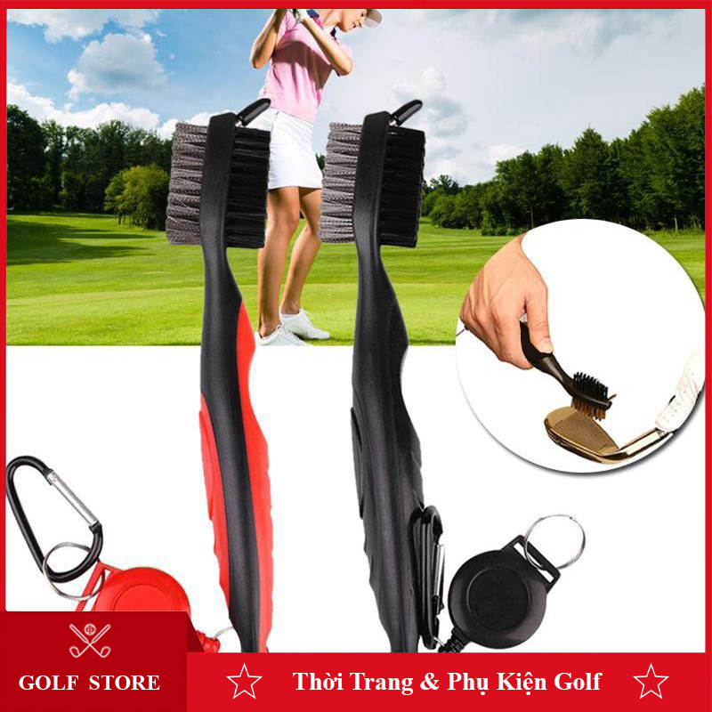 Dụng cụ vệ sinh gậy golf bàn chải 2 mặt đánh bóng và làm sạch gậy - Cleaning brush of golf