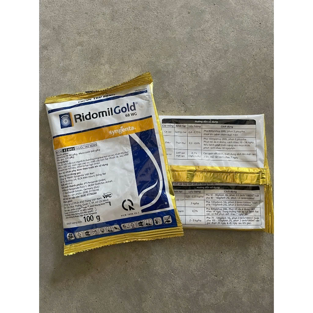 RIDOMINGOL 68WG trừ bệnh thối rễ thán thư chết nhanh đốm lá gói 100gr
