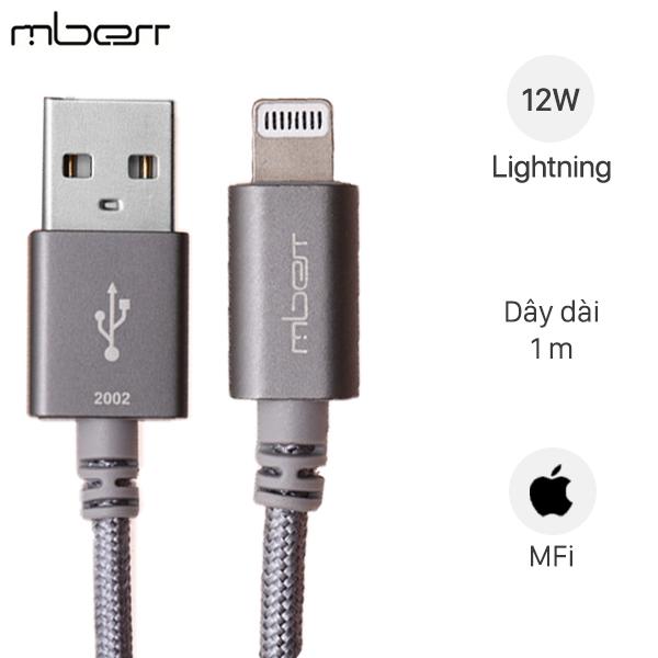 Cáp Lightning MFI 1 m Mbest DS286-WB Xám - Hàng chính hãng