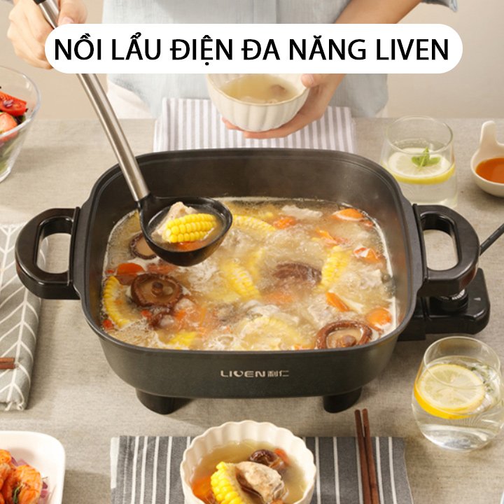 Nồi lẩu điện đa năng Liven DHG-558 dung tích 5.5 lít công suất 1650W Hàng Chính Hãng