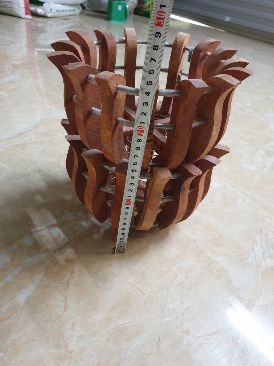Combo 2 Chậu gỗ trồng lan hình hoa sen, fi 25cm