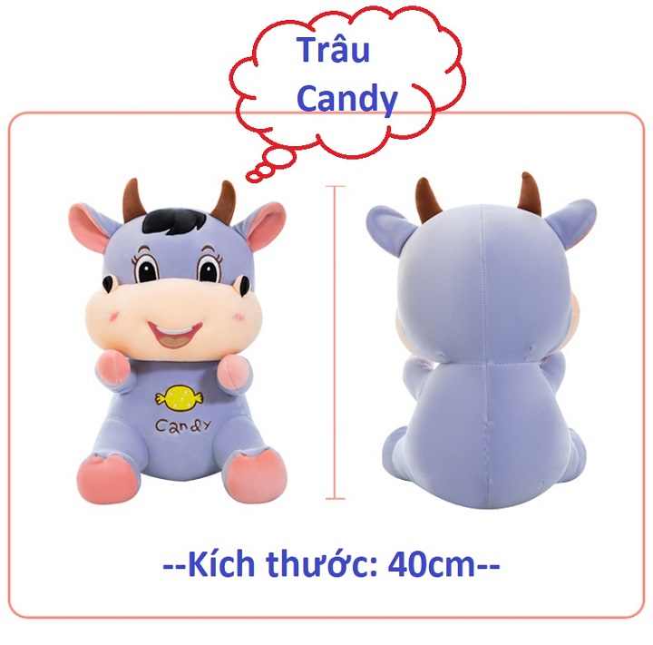 Gấu Bông Gối Ôm 2T Trâu Candy Dễ Thương Vải Nhung Co Giãn