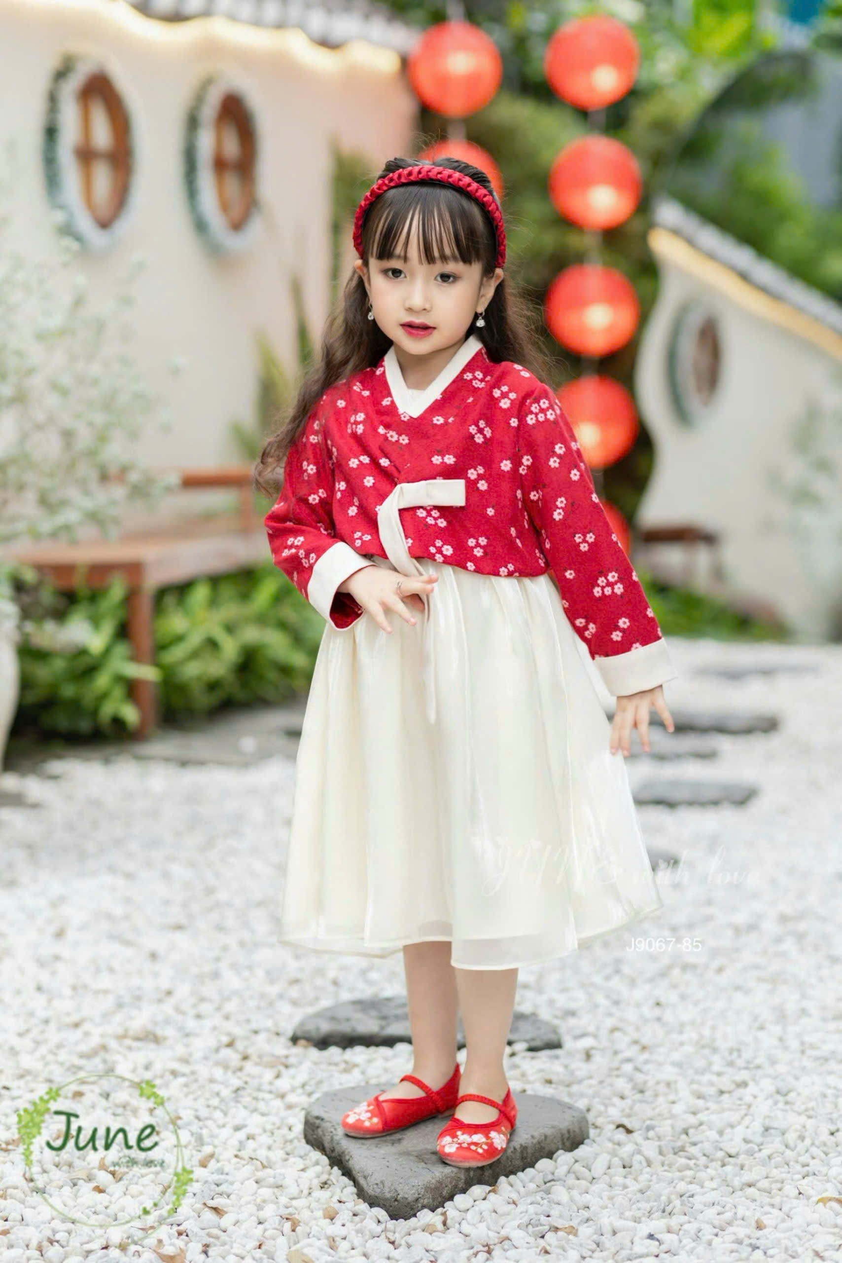 Đầm công chúa hanbok hoa cho bé gái diện lễ tết noel giáng sinh đẹp size 12-35kg hàng Thiết kế