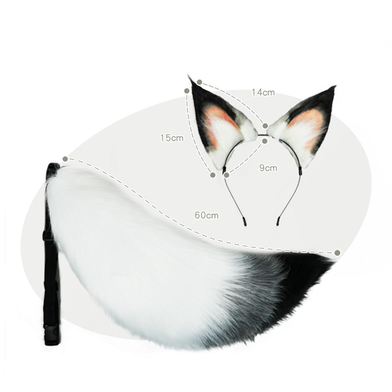 2x Plush Fox Ears and Tail Set Kids Adult Headband Cosplay Fancy Dress